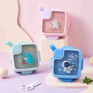 Premium Stainless Steel Snack Box (750ML) with 2 Locks & Cutlery Set